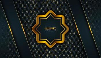 Navy and Gold Background with Flower Shaped Frame vector