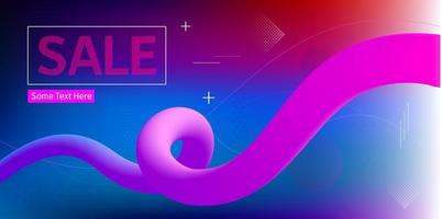 Sale Banner with Corkscrew Shape on Geometric Background vector