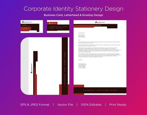 Red Notched Border Corporate Identity Set