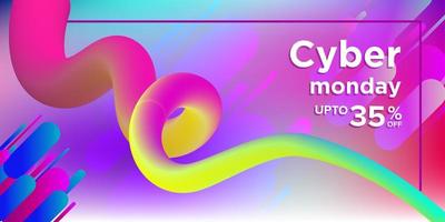 Multicolored Cyber Monday Banner with Corkscrew Shape vector
