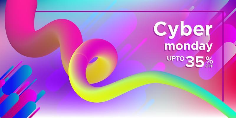Multicolored Cyber Monday Banner with Corkscrew Shape