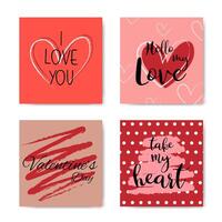 Valentine's Day Hand Lettered Phrase Card Set vector