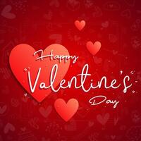 ''Happy Valentine's Day'' Text on Patterned Background vector
