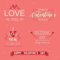 Valentine's Day Pink Background Phrase Set vector