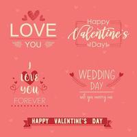 Valentine's Day Pink Background Phrase Set vector