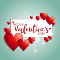 ''Happy Valentine's Day'' Text Frame with Hearts vector