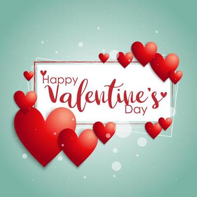 ''Happy Valentine's Day'' Text Frame with Hearts