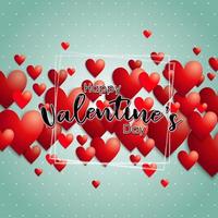 ''Happy Valentine's Day'' Hand Lettering Frame with Hearts Behind vector