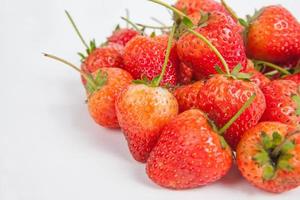 strawberry on white paper background photo