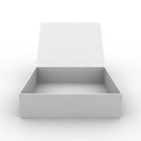Empty open square box on white background
