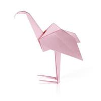 Origami pink paper flamingo photo