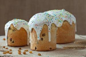Traditional ukrainian culture easter cake called kulich sweet bread photo