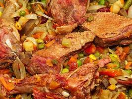 Roasted duck with vegetables. photo