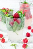 Lemonade with raspberry and mint photo