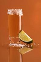 Shot of tequila with salt