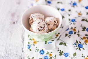 Ice cream with black bread photo