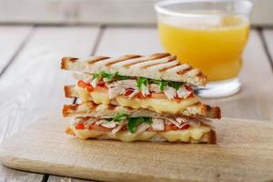 toast sandwich grill with chicken and cheese photo
