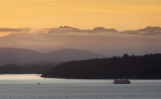 Seattle Ferryboat at Sunset photo