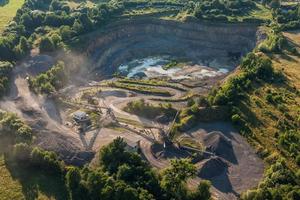 aerial view of quarry stone processing line