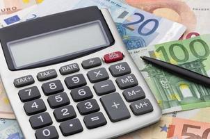 Calculator with euro bills