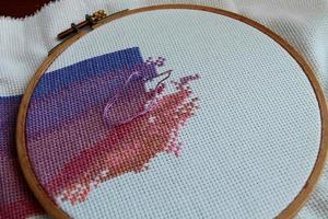 Cross-Stitching Embroidery in Process
