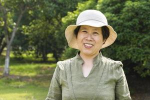 Asian woman travelling in the forest