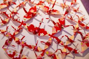 red origami birds