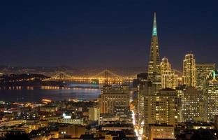 San Francisco downtown and Bay Bridge under Moonlight photo