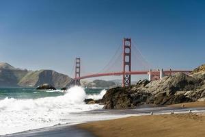 Golden Gate Bridge from Bakers Beach area in San Francisco.