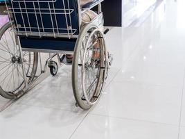 Closeup of elderly man on wheelchair in hospital photo