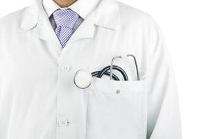 Close up of a doctor with a stethoscope isolated photo