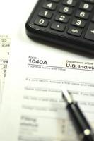 closeup of us tax forms
