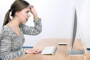 Angry lady yelling on computer screen