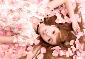 Asian beautiful Girl in flower photo