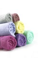 Towels stacked of Different colored photo