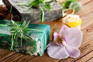 Pieces of natural soap. photo