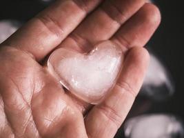 Ice heart in a hand