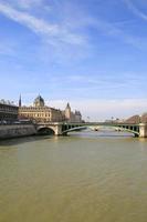 Paris bridge over Seine river, France. photo