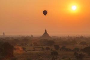 The plain of Bagan at sunset, Myanmar photo