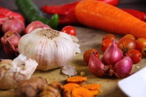 Raw Ingredients on Chopping Board photo