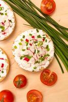buns with cottage cheese and fresh radish photo
