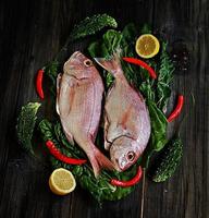 Fresh fish with vegetable photo