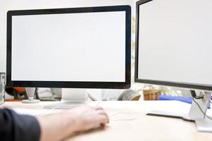 Dual computer screen for presentations and mockups photo