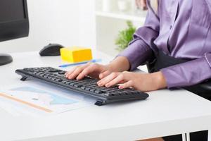 Woman hands typing on keyboard photo