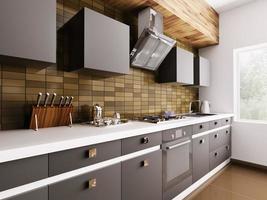 Modern kitchen interior 3d photo