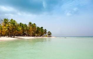 view from the sea on a tropical beach and island photo