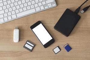 electronic devices on a desk photo