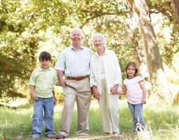 abuelos en el parque con nietos foto