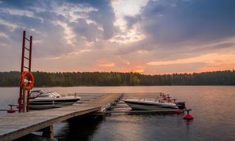 Recreational boats at sunrise