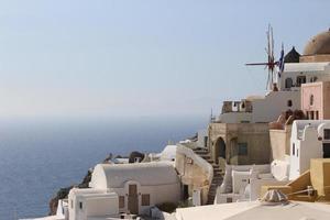 Typical view of Oia village in Santorini photo